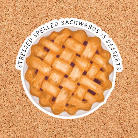 Stressed Spelled Backwards Pie Sticker