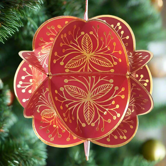 Paper Globe Ornament Kit - Gold & Red