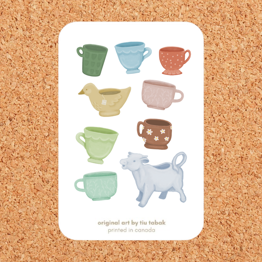 Cups and Mugs 4x6 Vinyl Sticker Sheet