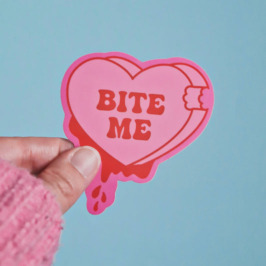 Bite Me Candy Heart Sticker