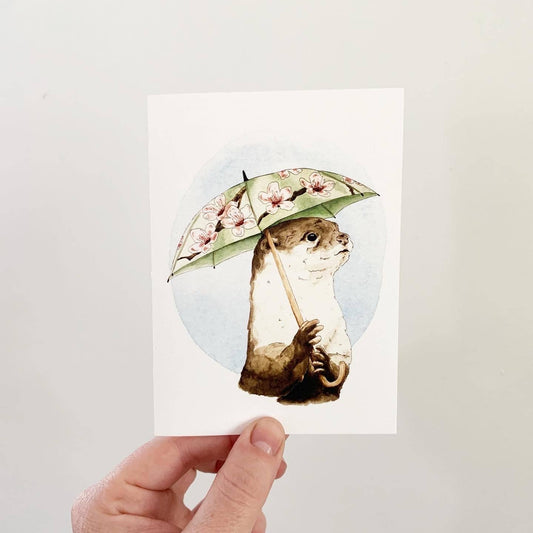 Otter with an Umbrella Greeting Card