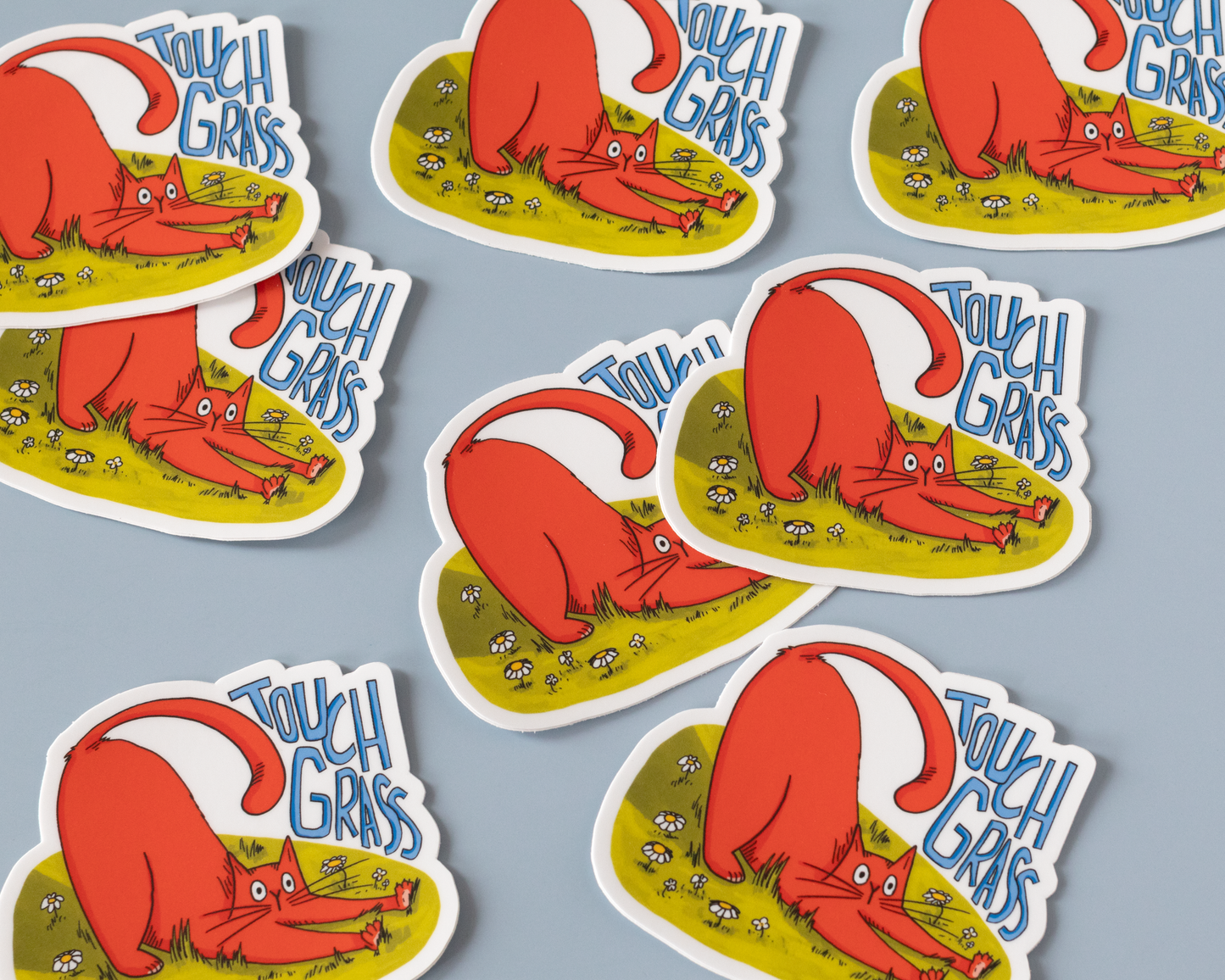 Touch Grass Cat Vinyl Sticker