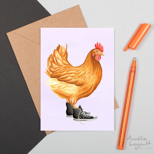 Hen in Converse Shoes Greeting card