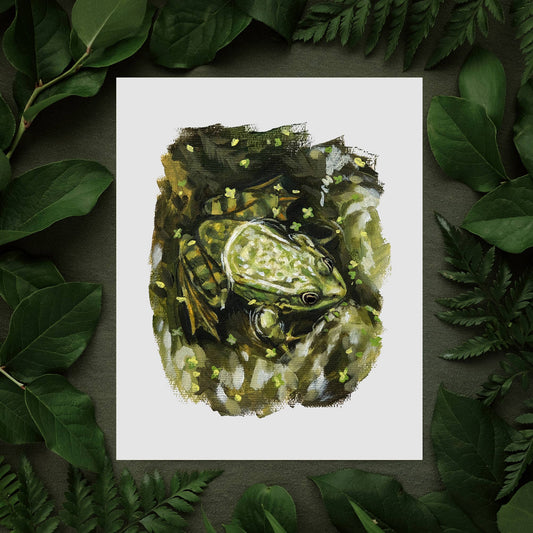 Green Frog Art Print - 8x10