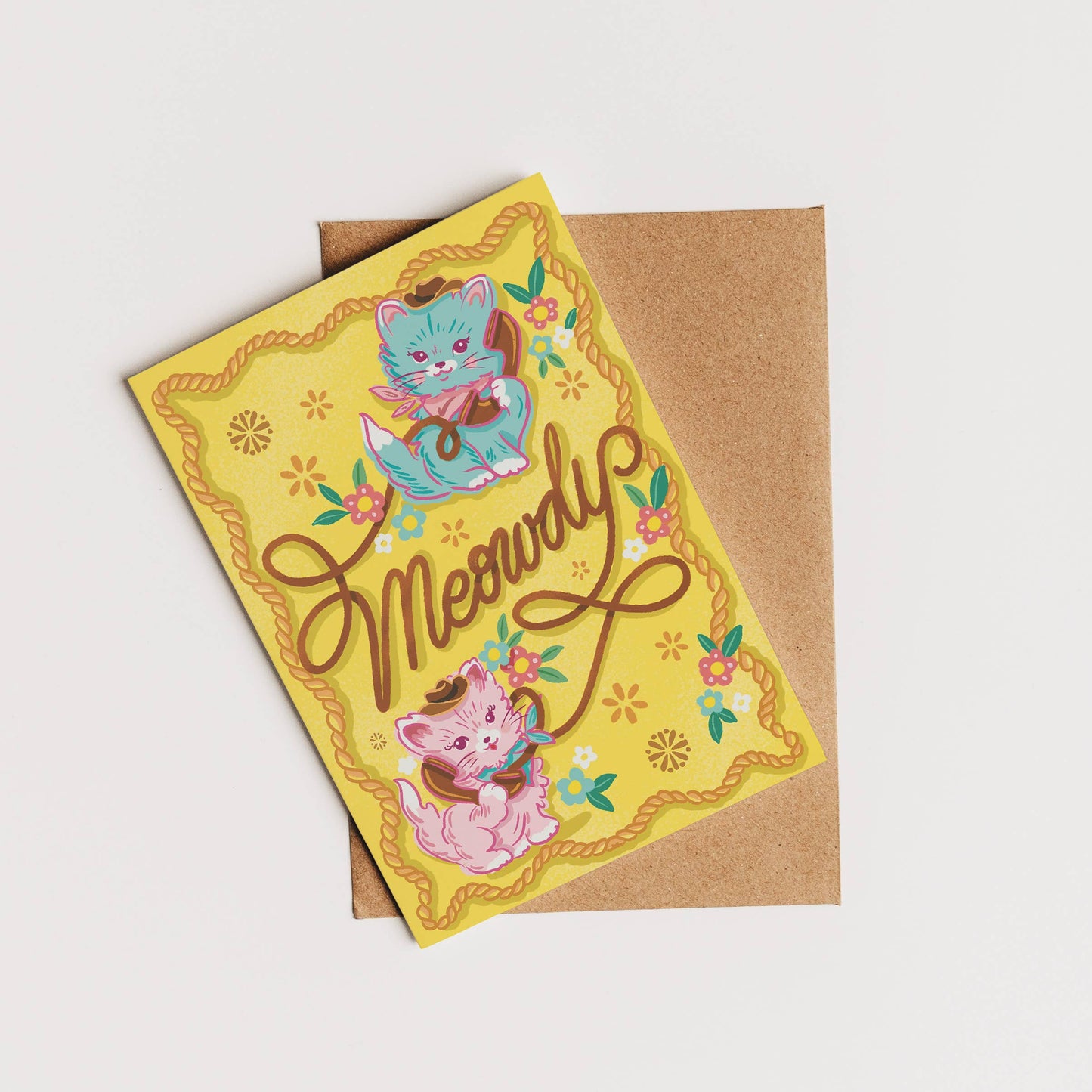 Meowdy Vintage Kitten Greeting Card