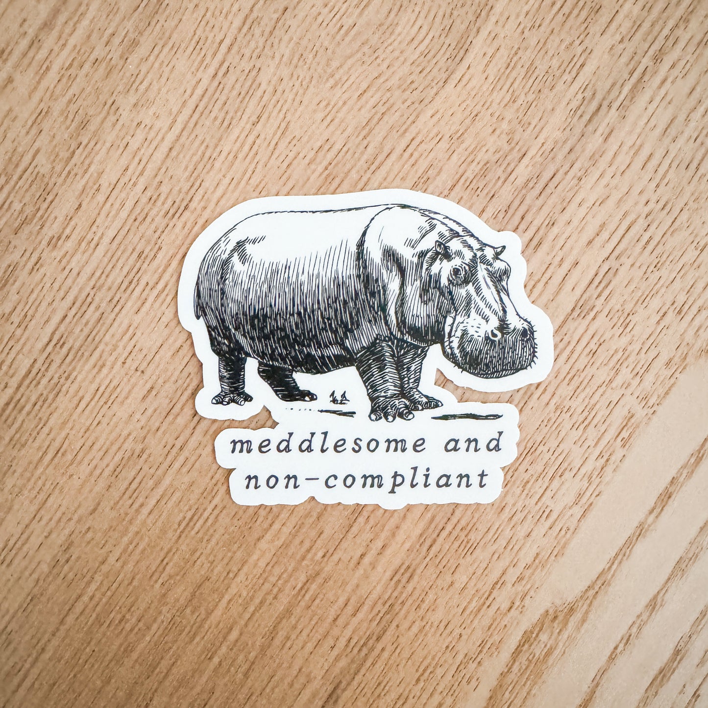 Meddlesome Hippo Vinyl Sticker