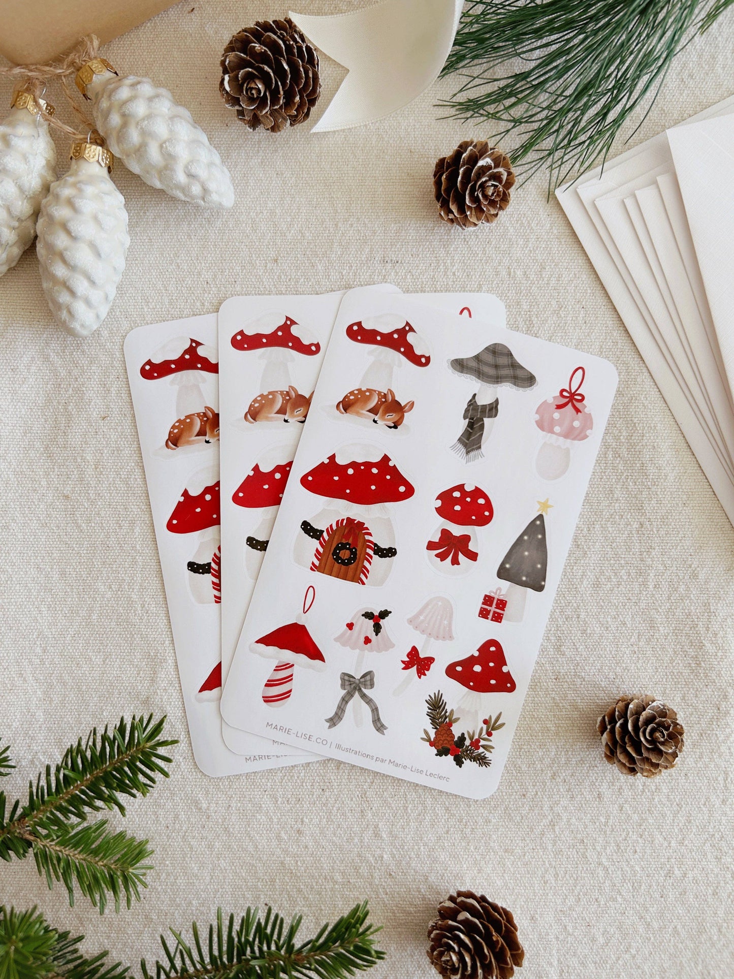 Christmas Mushrooms Sticker Sheet
