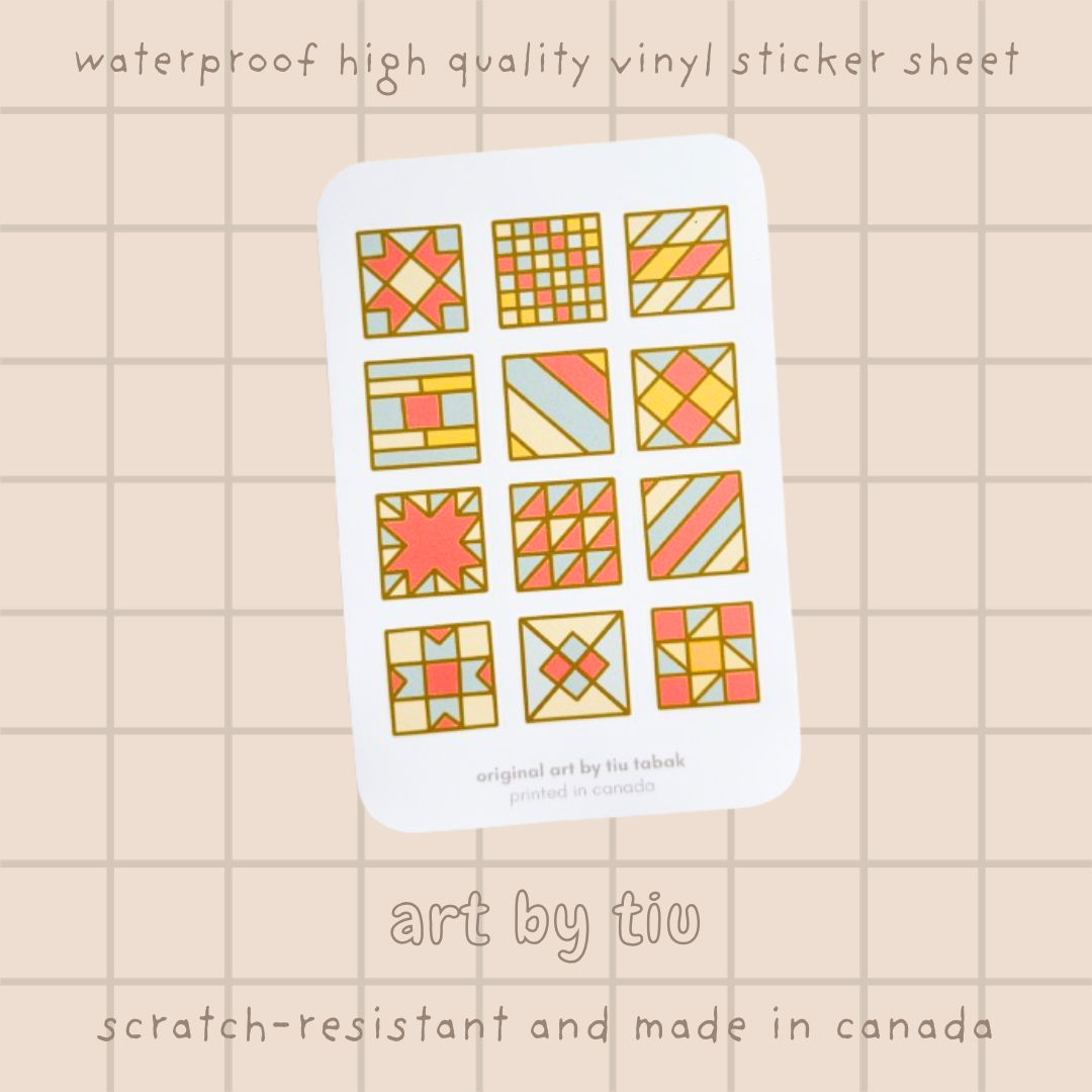 Quilt Blocks 4x6 Vinyl Sticker Sheet