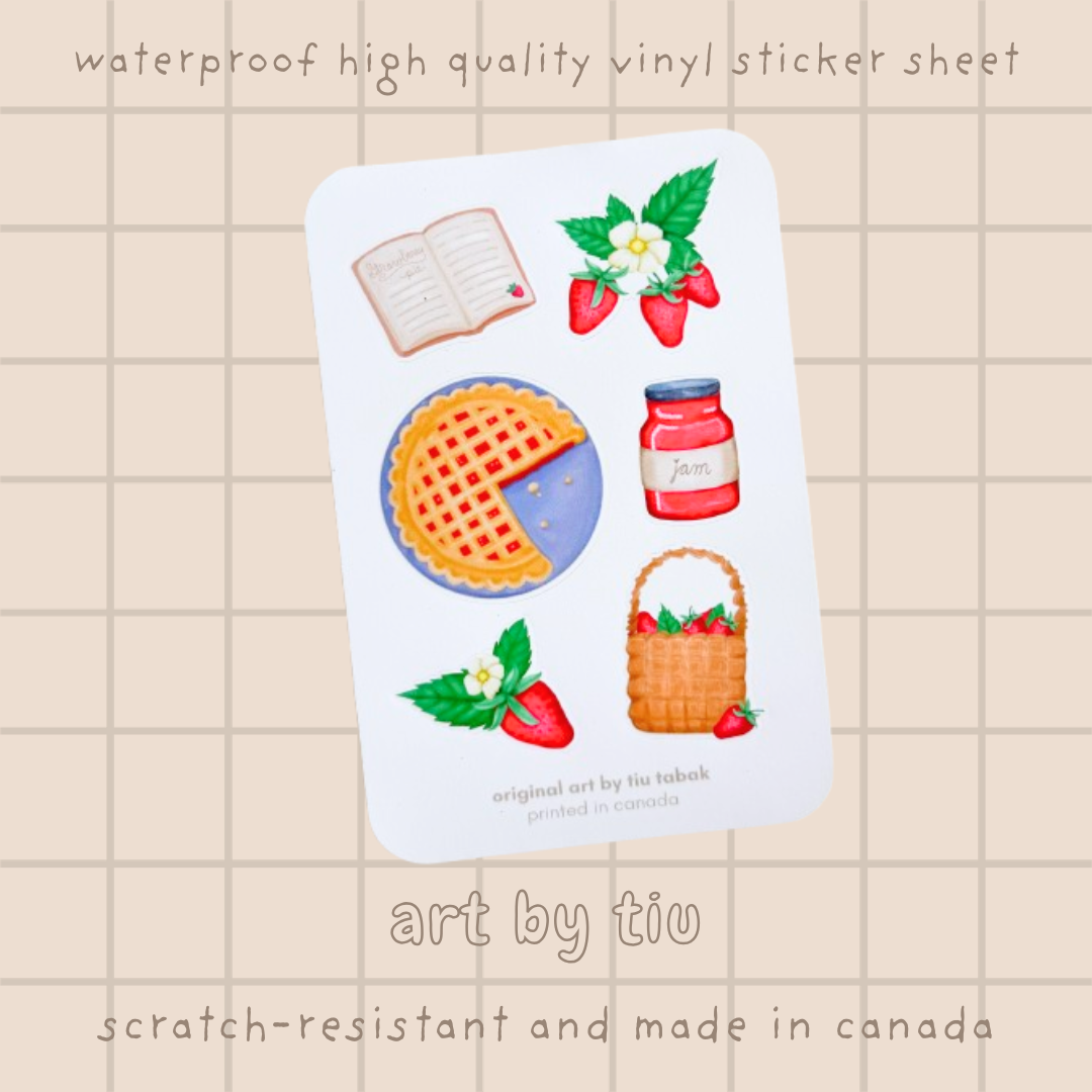 Strawberry Season 4x6 Vinyl Sticker Sheet