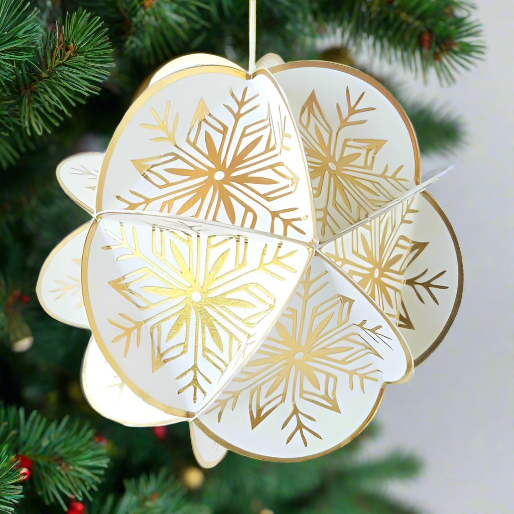 Paper Globe Ornament Kit - Gold & White