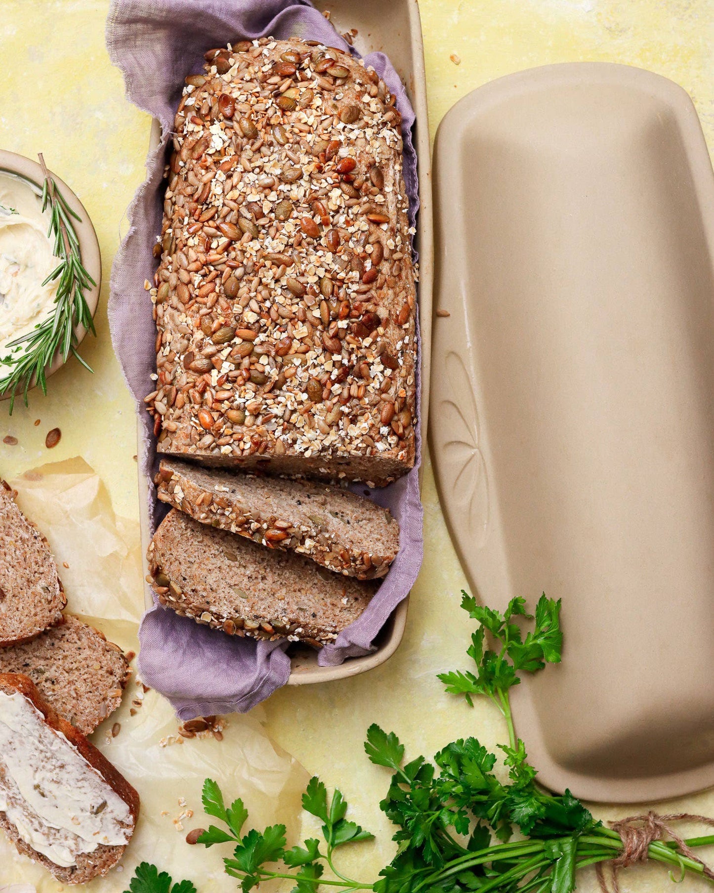 Covered Stoneware Bread Pan