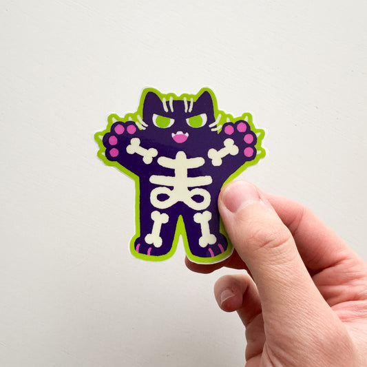 Skeleton Halloween Cat Sticker