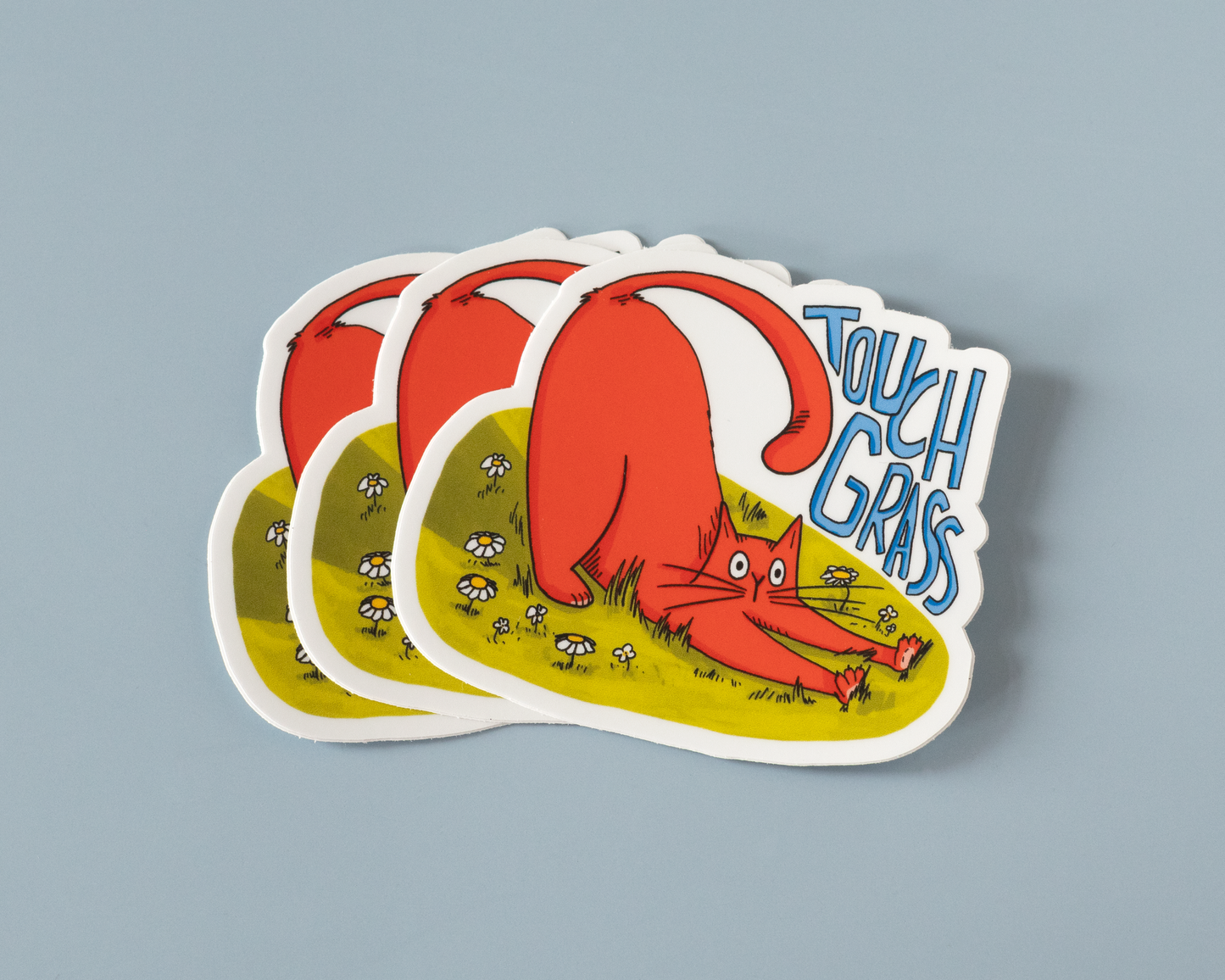 Touch Grass Cat Vinyl Sticker