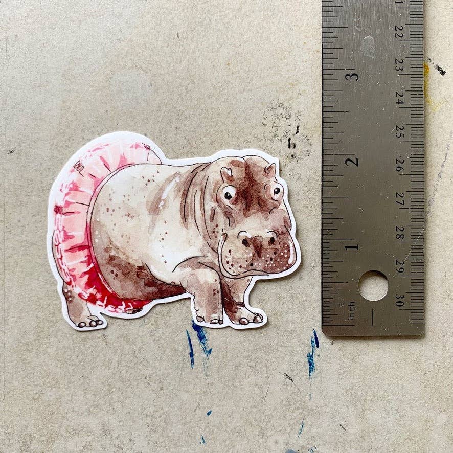 Dancing Hippopotamus Vinyl Sticker