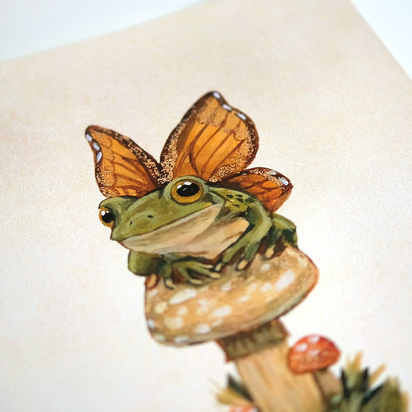 Fairy Frog, Mushroom Art Print - 8x10