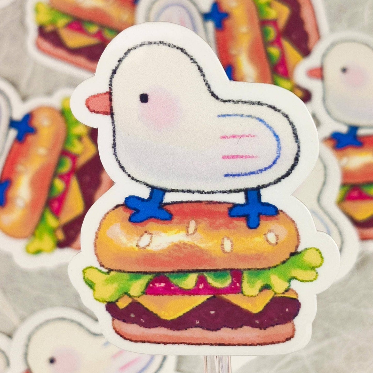 Cute Seagull Burger Sticker
