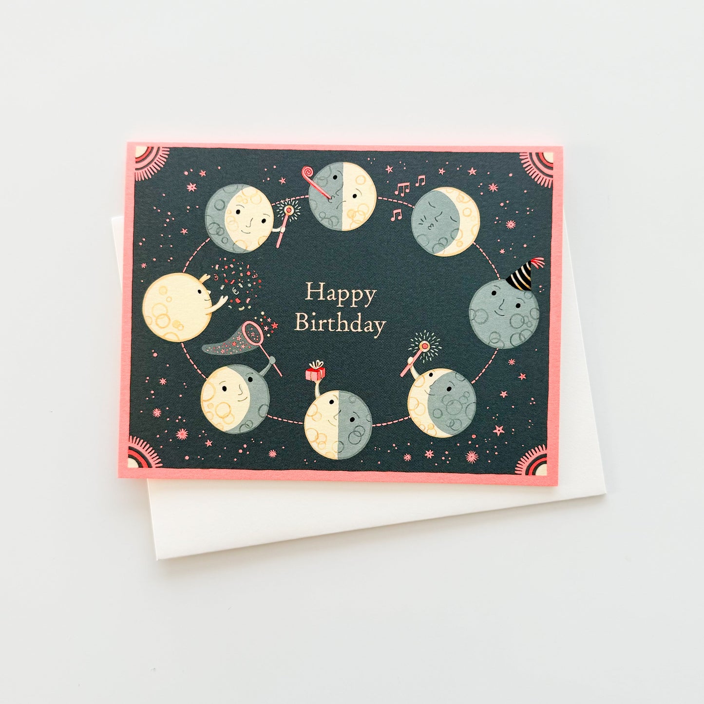 Moon Phases Birthday Greeting Card