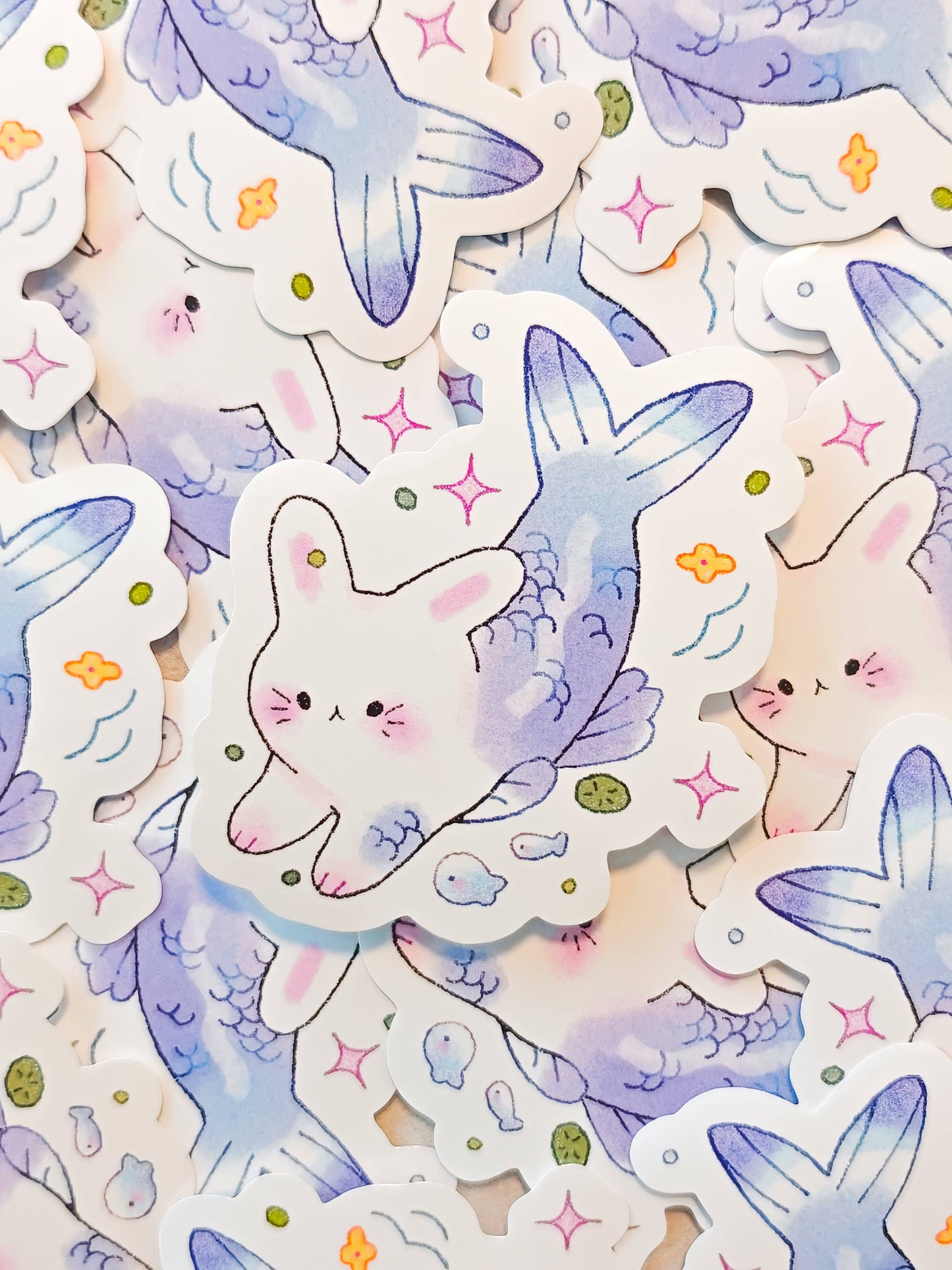 Glossy Blue Merbunny Sticker