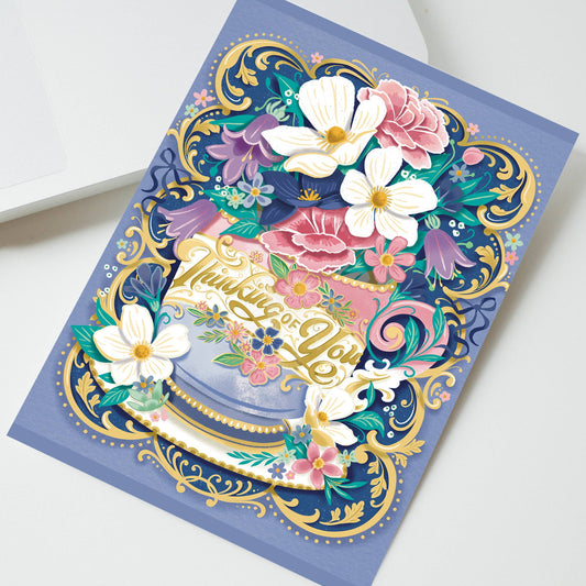 Thinking of You Victorian Tea Cup Greeting Card