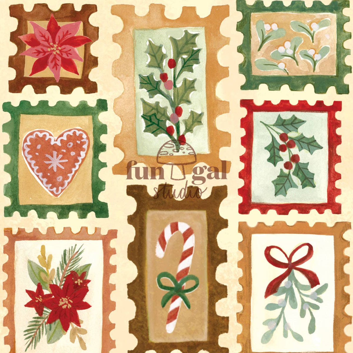 Christmas Stamps Holiday Card