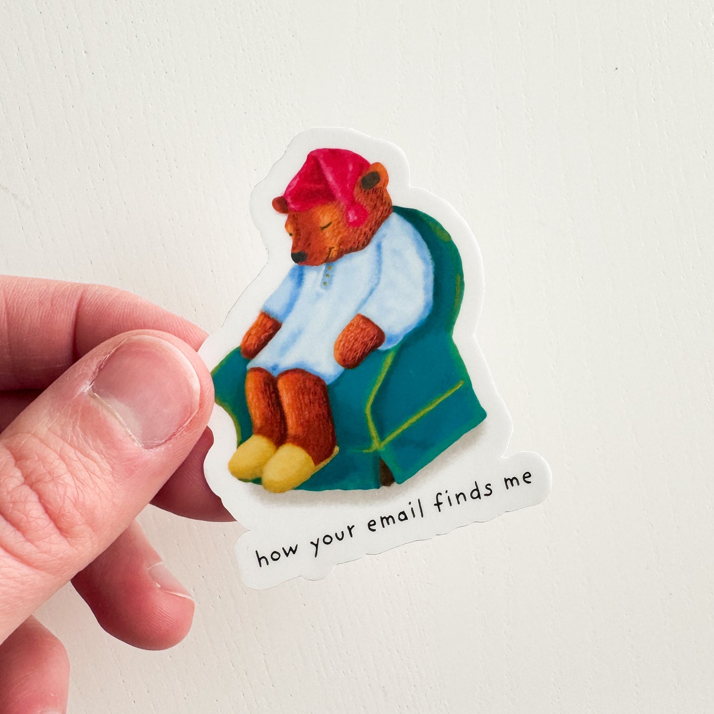 How Your Email Finds Me Sleepy Bear Sticker