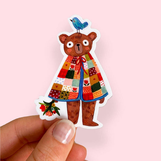 Quilt Bear Vinyl Sticker
