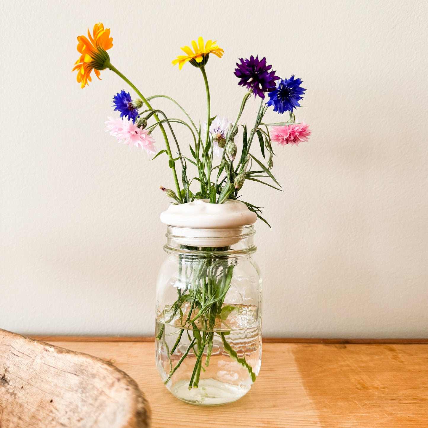 Ceramic Mason Jar Flower Caps