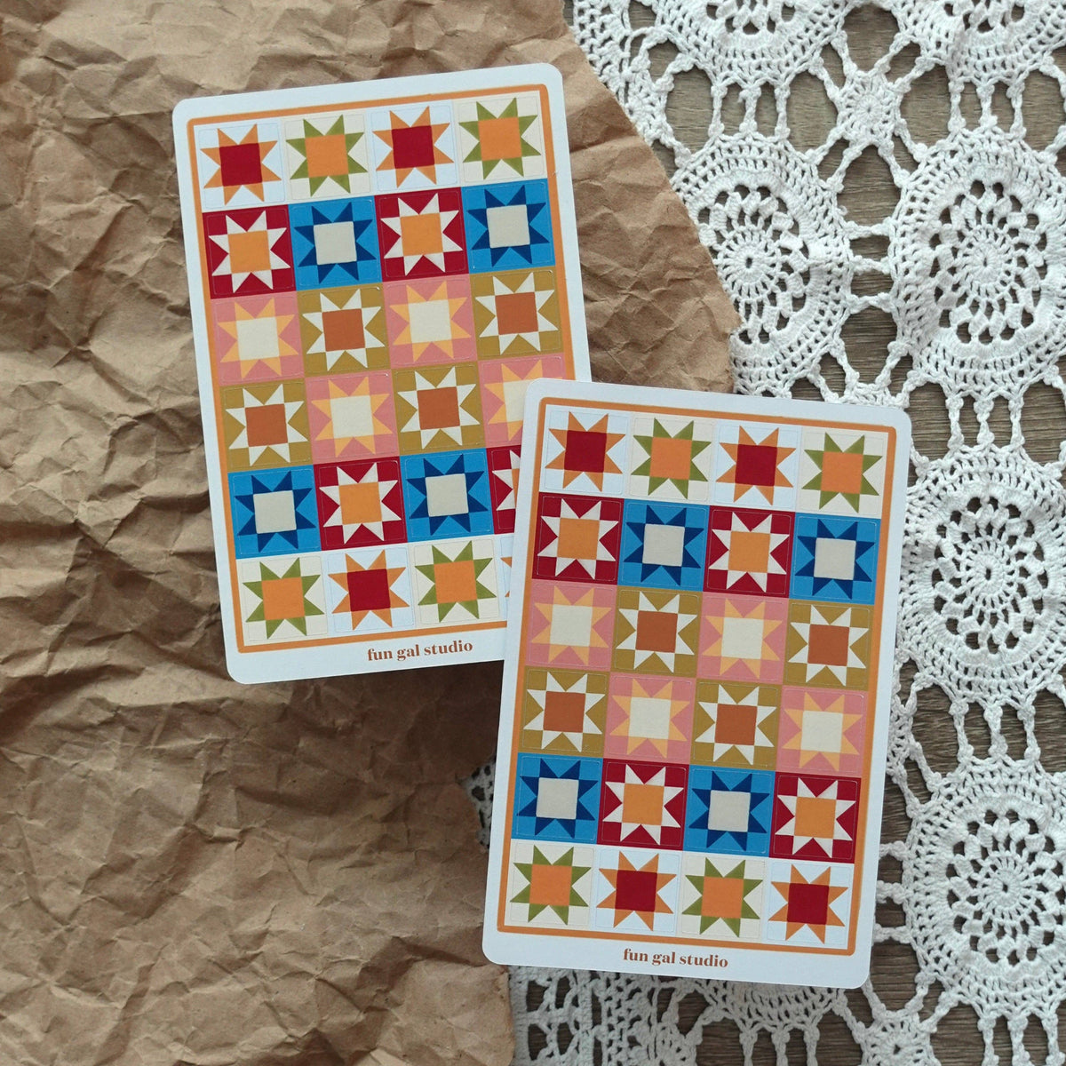 Cozy Quilt Squares 4x6 Sticker Sheet