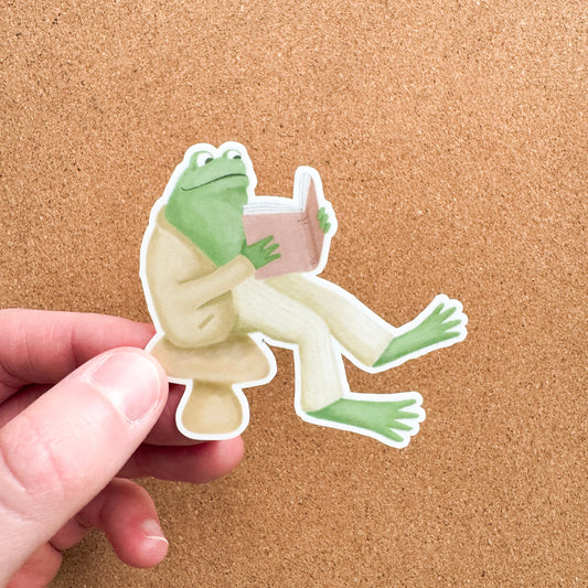 Frog Reading Sticker