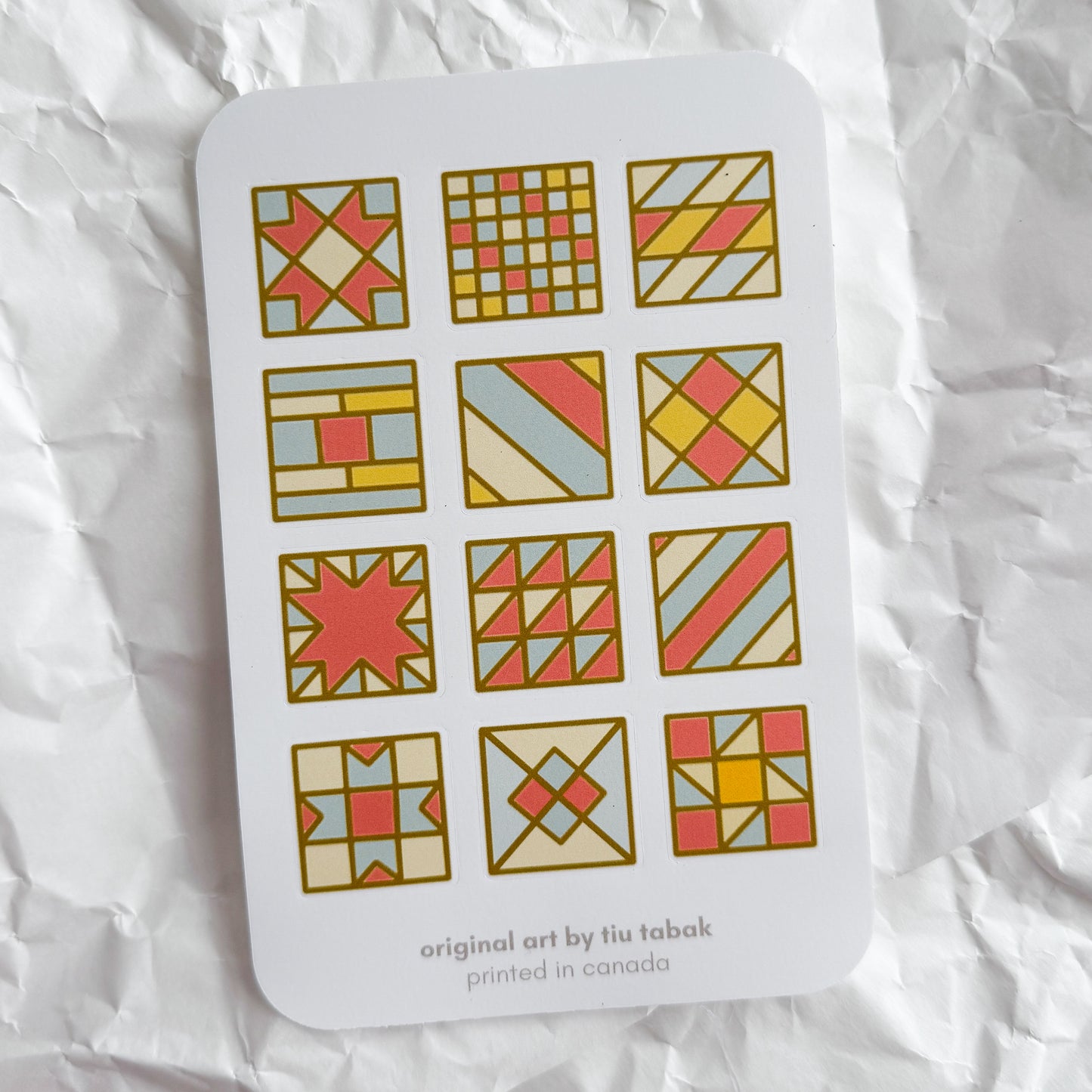 Quilt Blocks 4x6 Vinyl Sticker Sheet