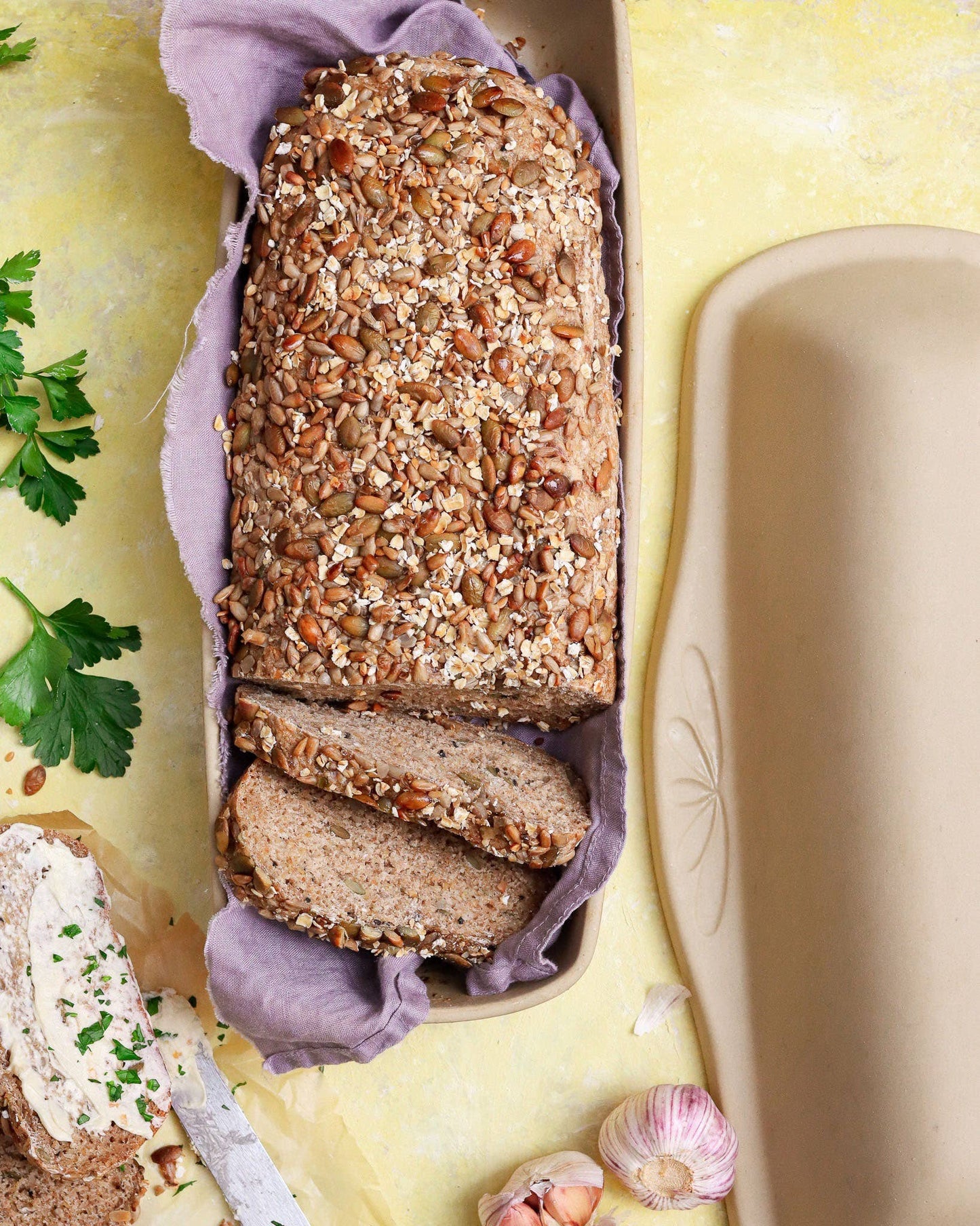 Covered Stoneware Bread Pan