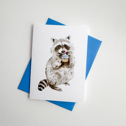 Raccoon Cupcake Birthday Card