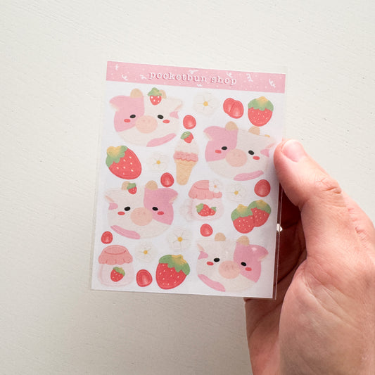 Strawberry Cow Paper Mini Sticker Sheet