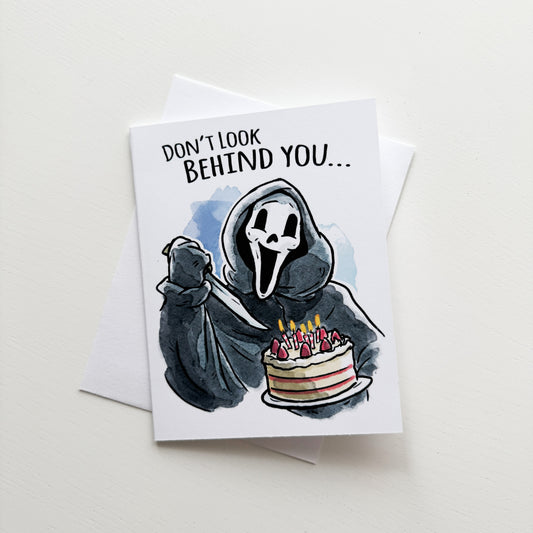 Masked Horror Halloween Birthday Card