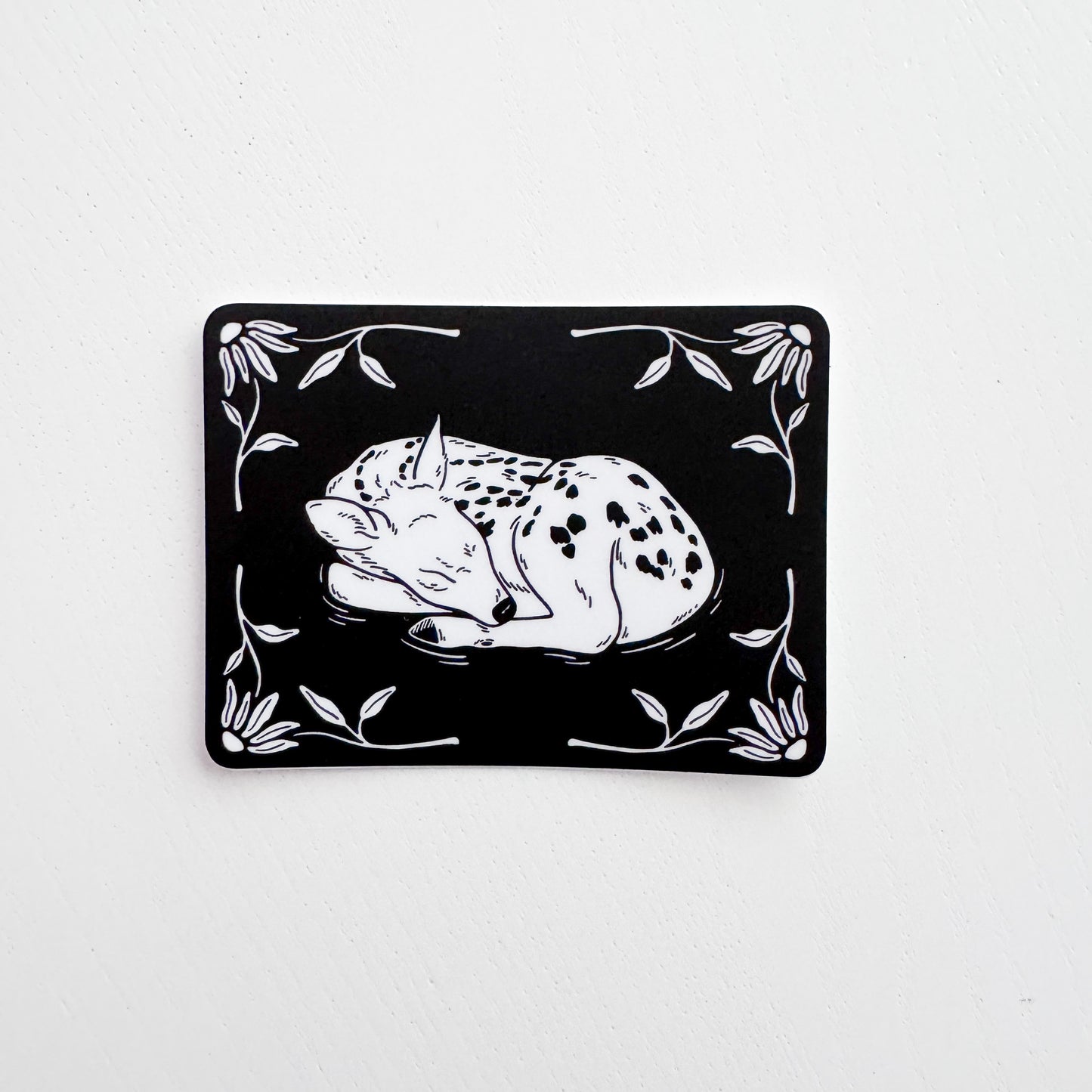 Floral Sleeping Deer Sticker