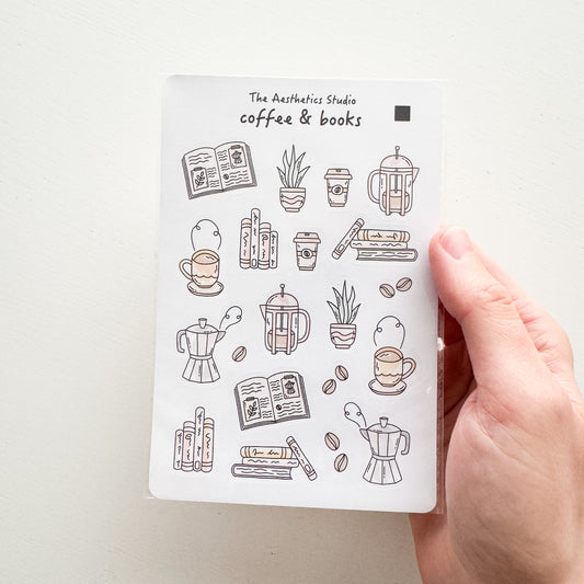 Coffee And Books Paper Sticker Sheet