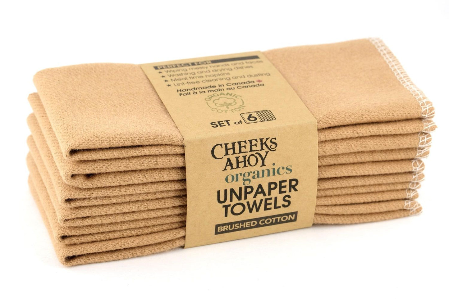 Organic Cotton Reusable Paper Towel - 6 Pack