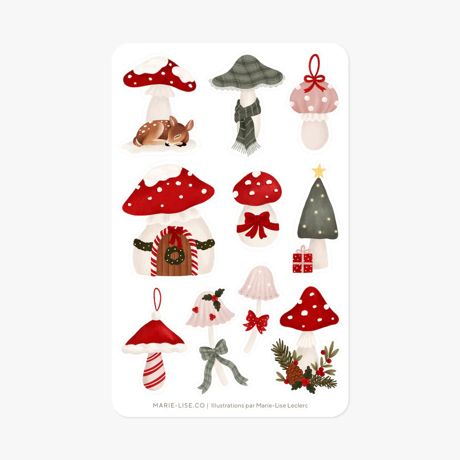 Christmas Mushrooms Sticker Sheet