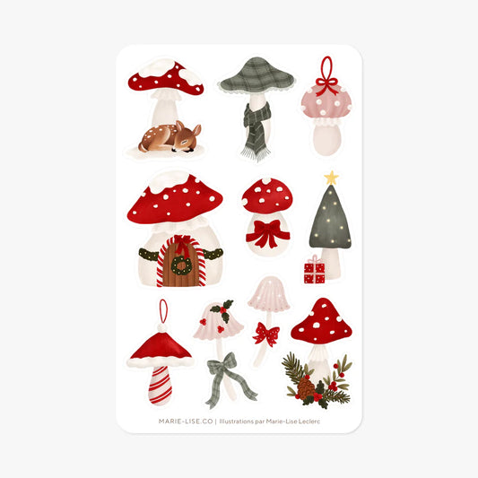 Christmas Mushrooms Sticker Sheet