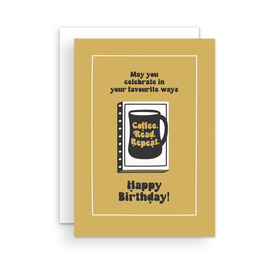Coffee Read Repeat Sticker Combo Birthday Card