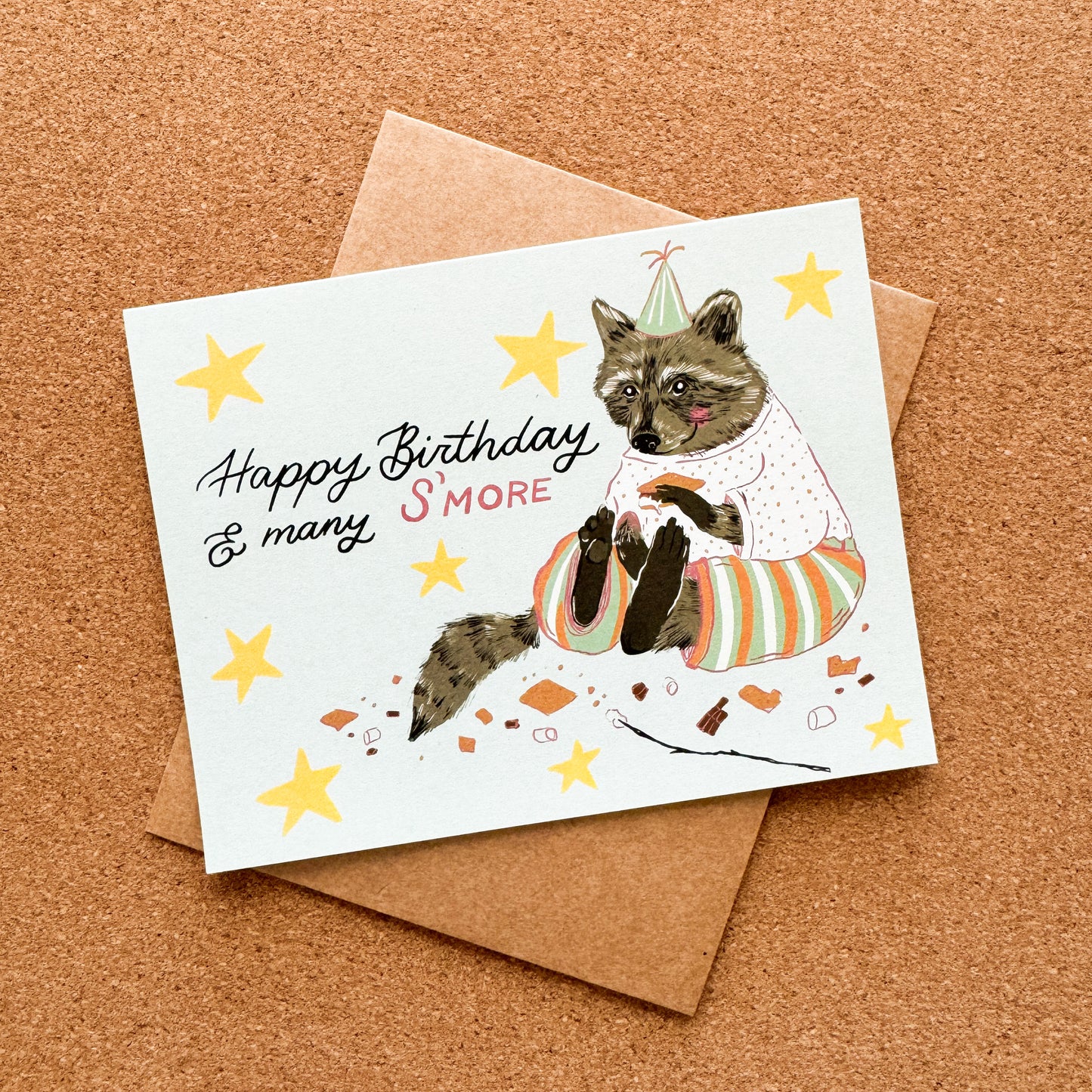 Many S'more Raccoon Birthday Card