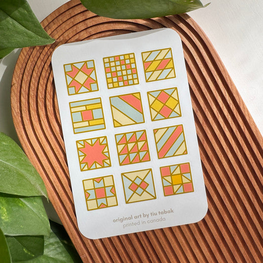 Quilt Blocks 4x6 Vinyl Sticker Sheet