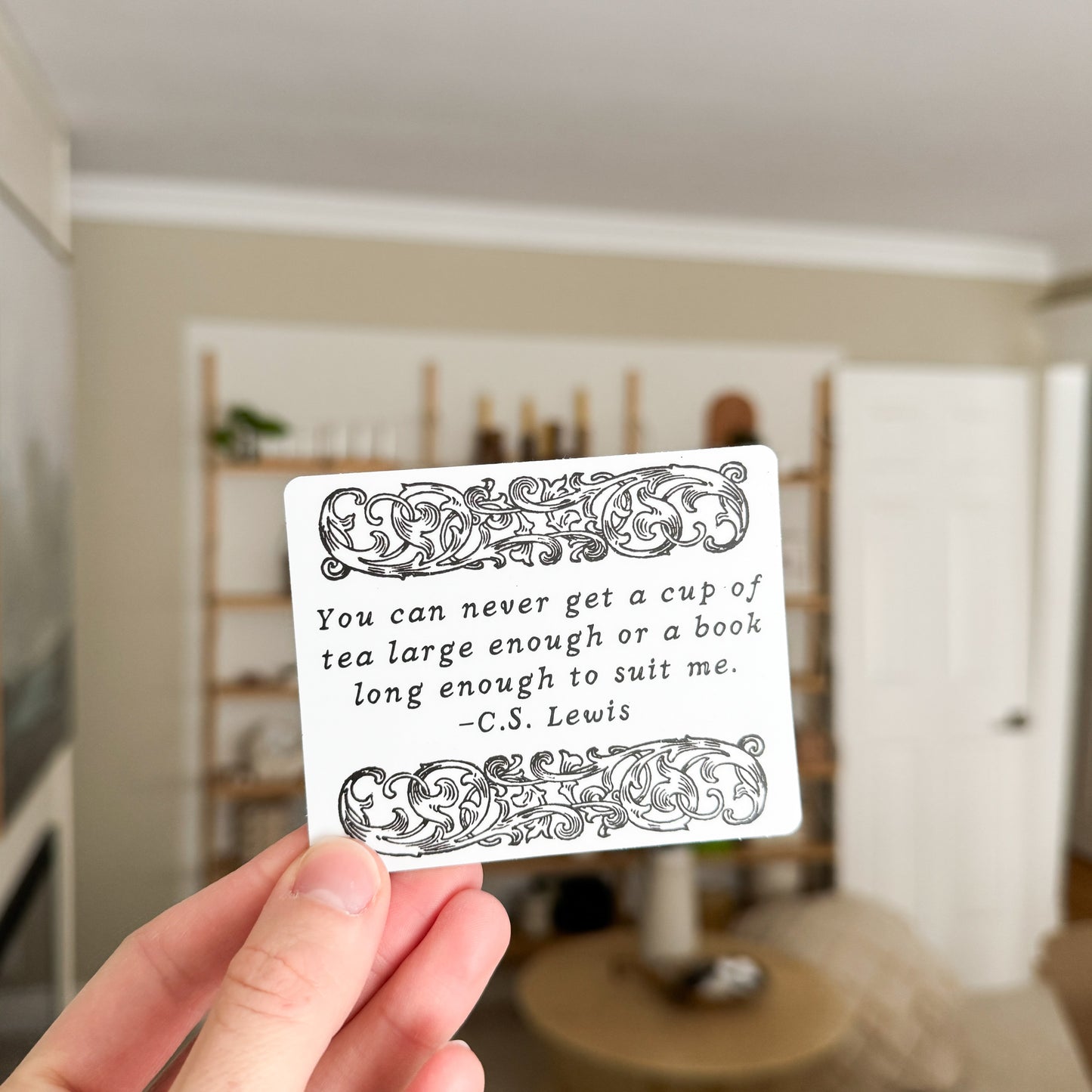 Tea and Books Literary Quote Rectangular Sticker