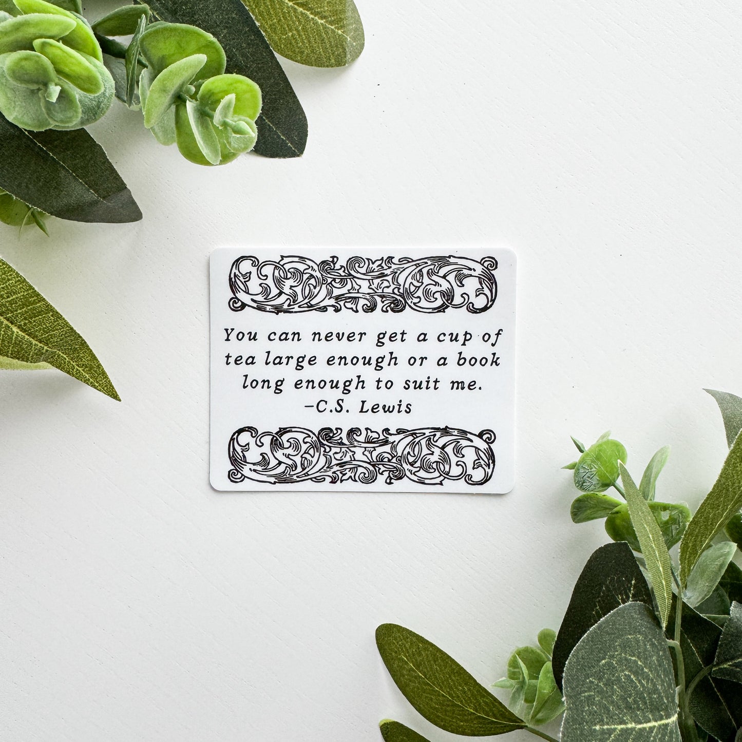 Tea and Books Literary Quote Rectangular Sticker