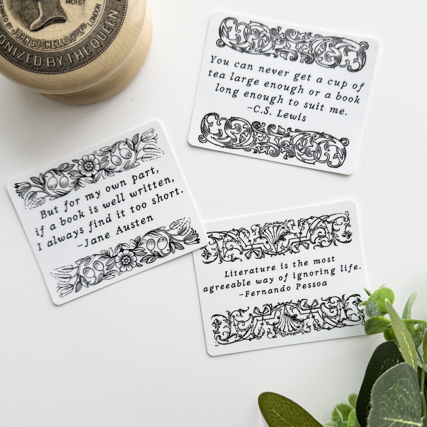 Tea and Books Literary Quote Rectangular Sticker