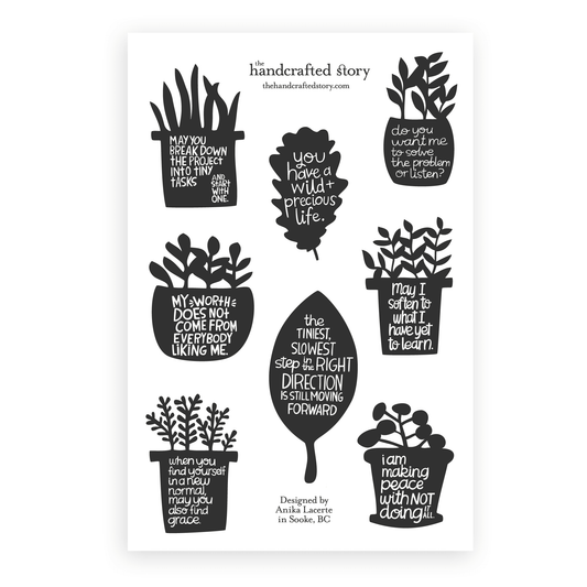 House Plants and Phrases Sticker Sheet