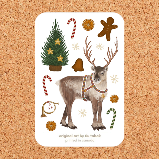 Winter Reindeer 4x6 Vinyl Sticker Sheet