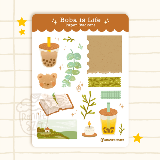 Boba is Life Paper Sticker Sheet