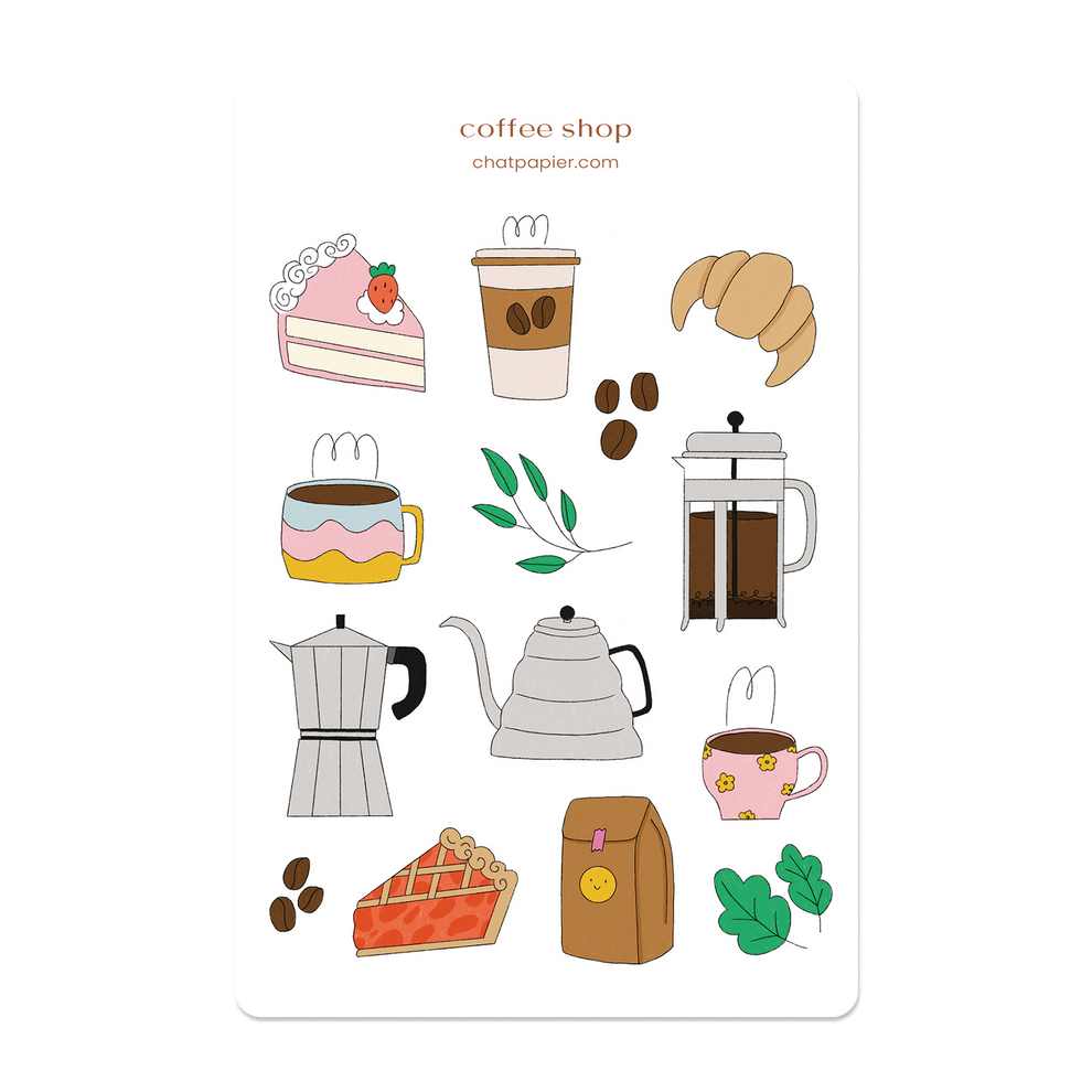 Coffee Shop Paper Sticker Sheet