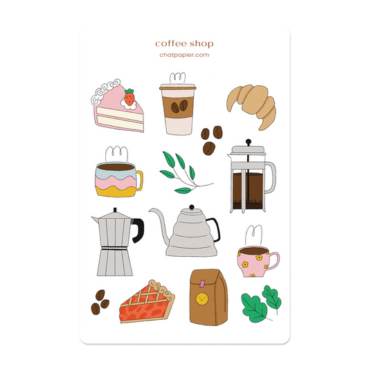 Coffee Shop Paper Sticker Sheet